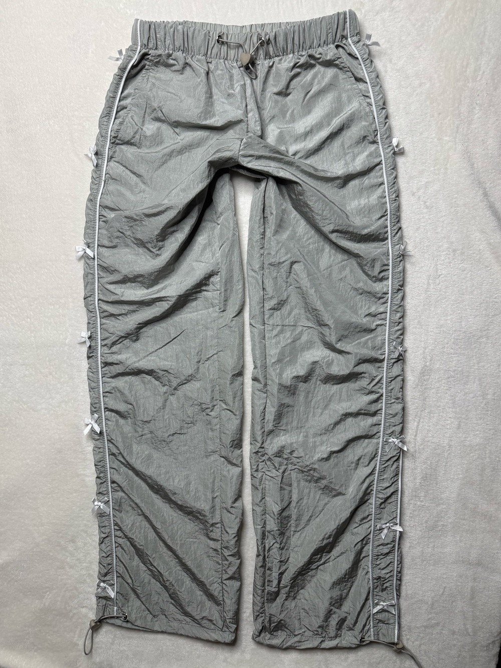 Coco & Shay Gray Track Pants with Side Trim With Ribbon Bows Small